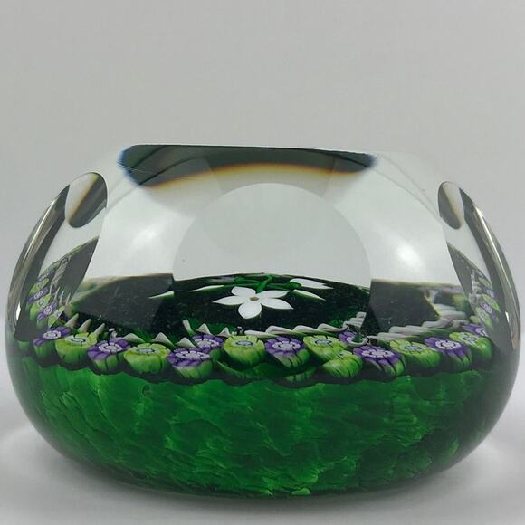Perthshire 1986B Bouquet Lampwork Flowers Millefiori Faceted Twist Paperweight - Picture 4 of 13